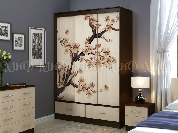 Шкаф-Купе Майа №2 Венге/Белфорт Фотопечать (Ш-1500 х В-2216 х Г-576 мм)