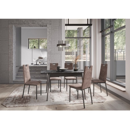 Комплект стульев Орлеан (4 шт), черный велюр бурый