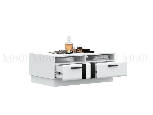 Журнальный Стол Манифик МДФ (Ш-1000 x В-400 x Г-650 мм)Белый/Белый Глянец