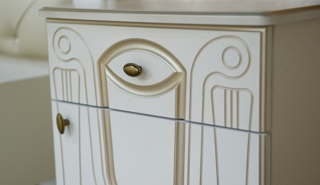 Спальный Гарнитур Александрина Белый/Патина Золото