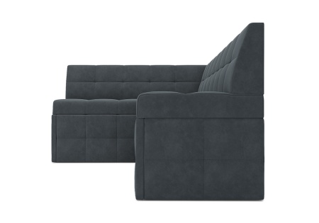 Кухонный угловой диван дельфин Атлантис велюр серо-синий