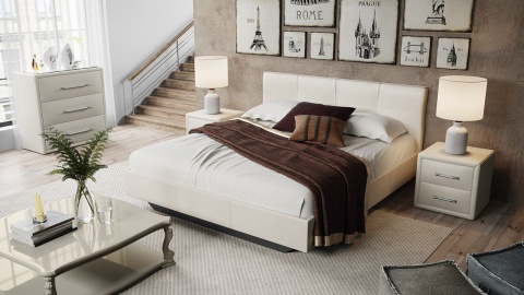 Кровать c Мягкой Обивкой Элвис Бежевая (Спальное Место 1400/1600/1800 х 2000 мм)