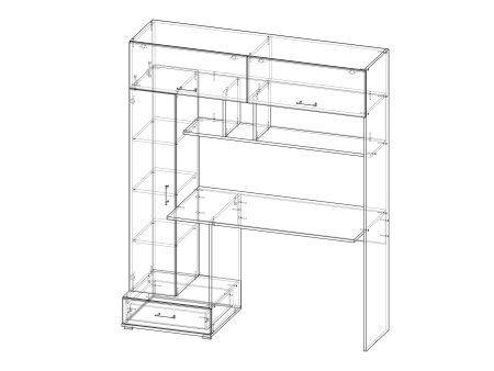 Компьютерный Стол Стайл №1 (Ш-1500 x Г-570 x В-1800 мм)/Разные Цвета
